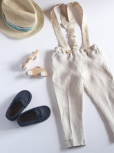 Load image into Gallery viewer, Long linen pants with suspenders