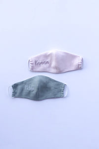 Linen face mask with name for kids