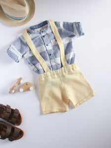 Short linen pants with suspenders